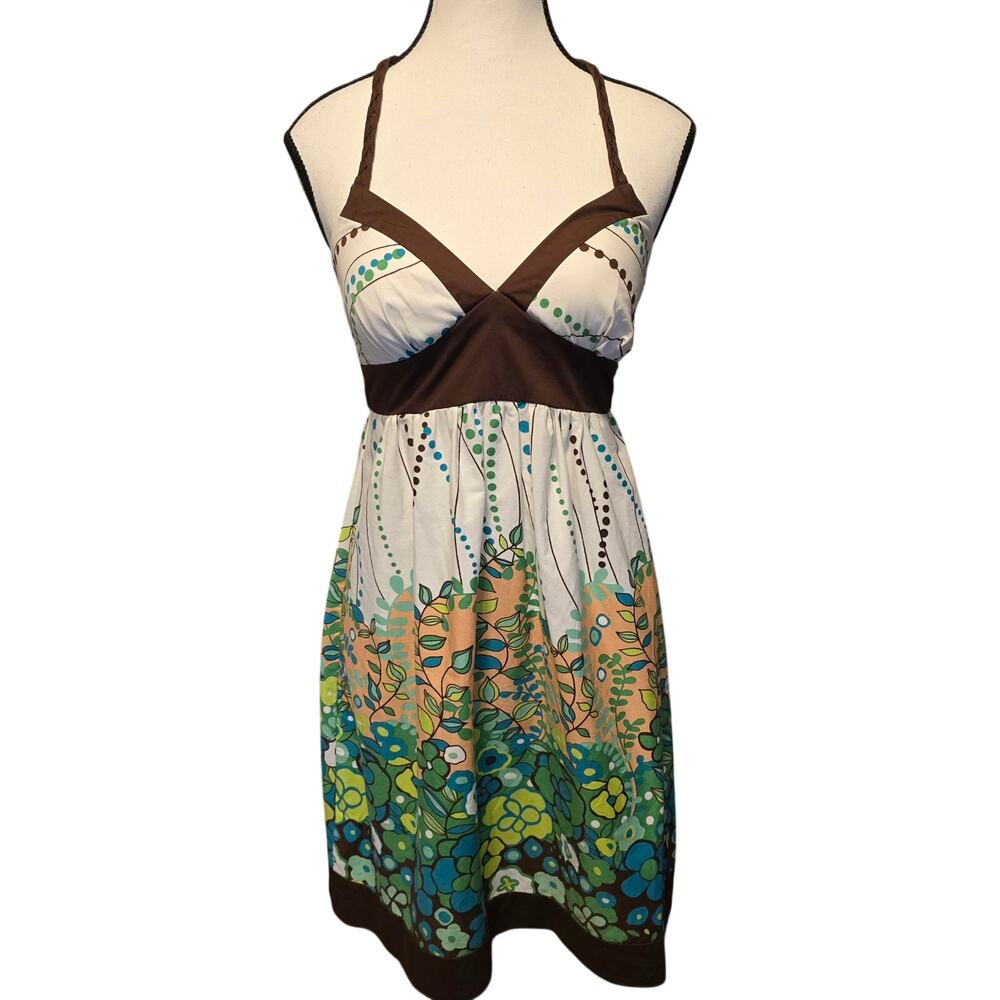 Sequin Hearts Babydoll Dress Juniors Size 3 Retro Floral Print Sleeveless Beachy